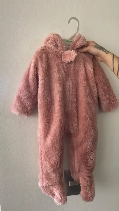 Enterito de bebé polar rosado y blanco - miniatura 1