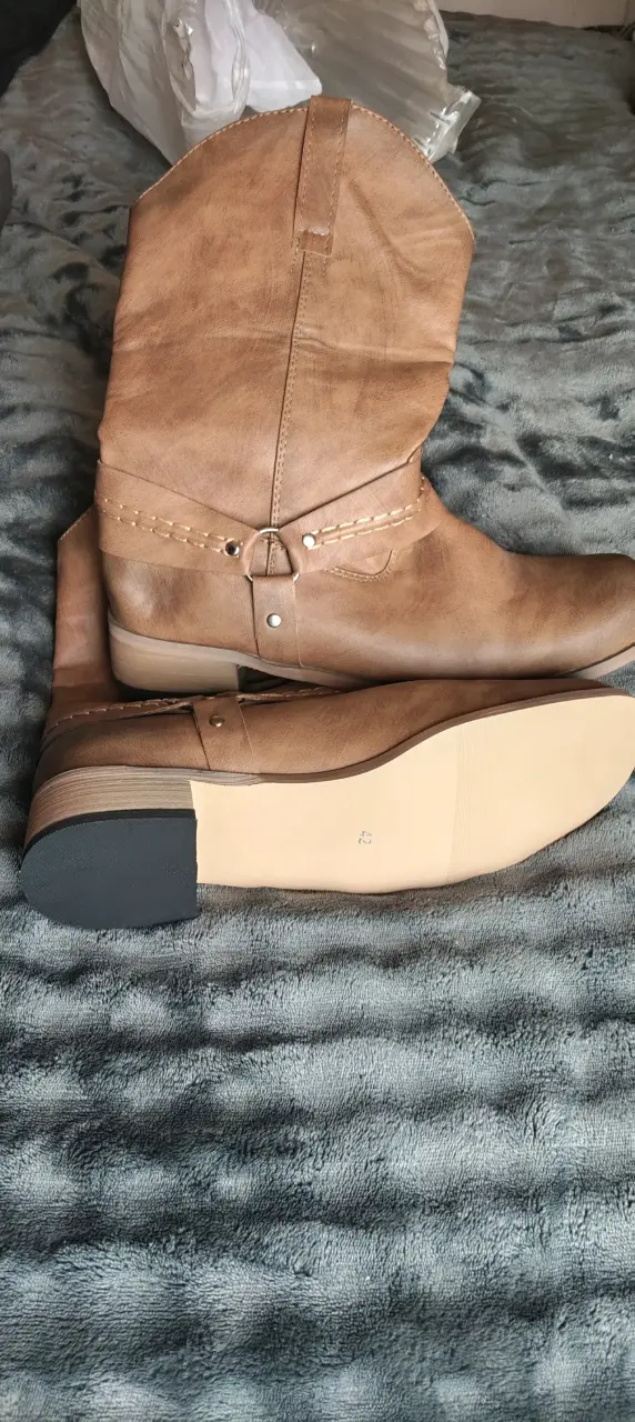 Botas de cuero marrón para mujer - 2