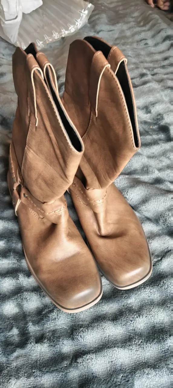 Botas de cuero marrón para mujer - 5