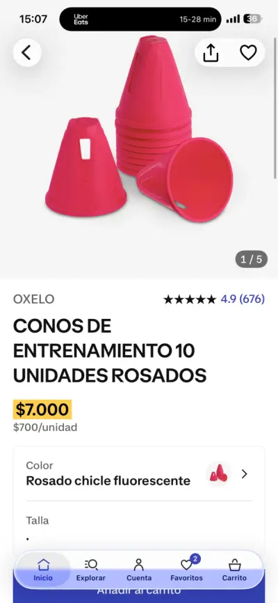 Conos de entrenamiento rosados Oxelo 10 unidades - miniatura 1