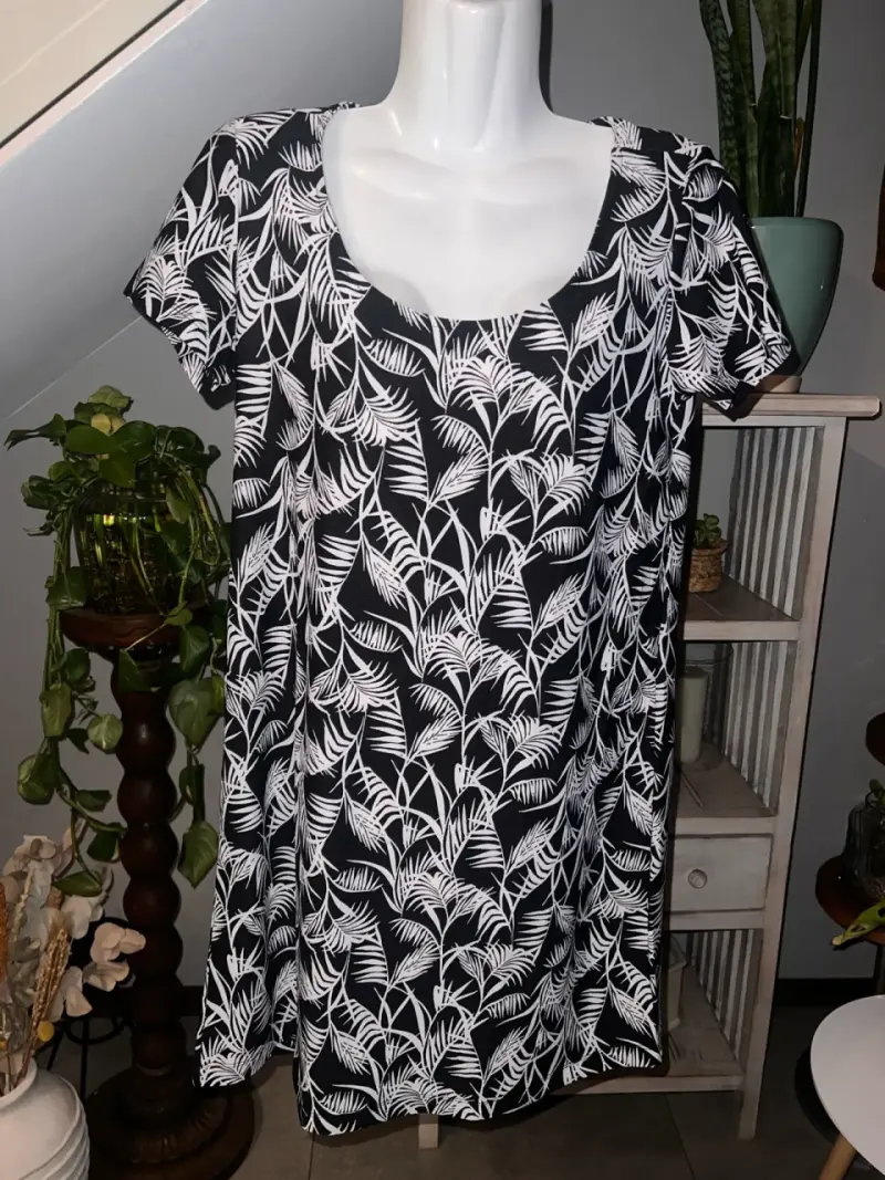 Vestido Mango Basics estampado blanco y negro - 1