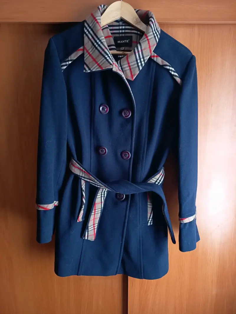Abrigo azul con diseño a cuadros Mante - 1