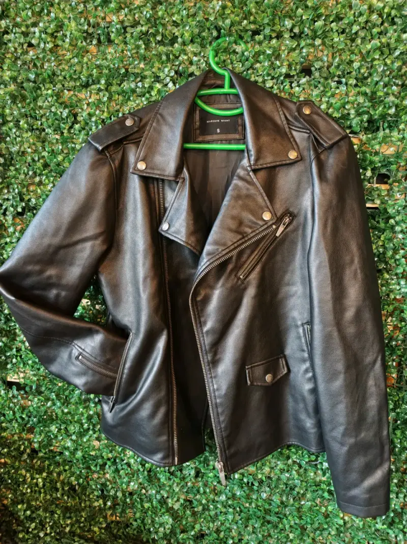 Chaqueta de cuero negra de hombre - 1
