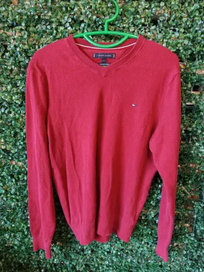 Suéter rojo Tommy Hilfiger de algodón premium - miniatura 1