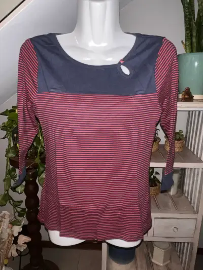 Polera Topshop a rayas rojas y azules - miniatura 1