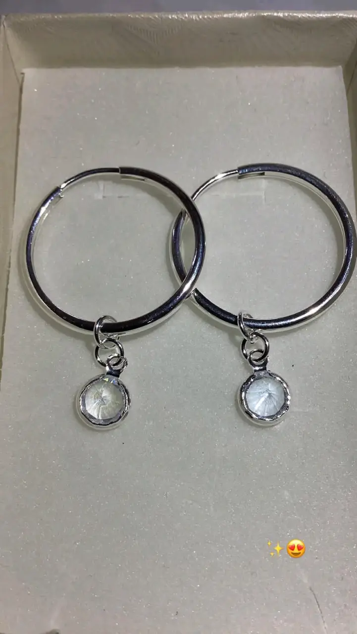 Aros de Plata con Dije de Cristal