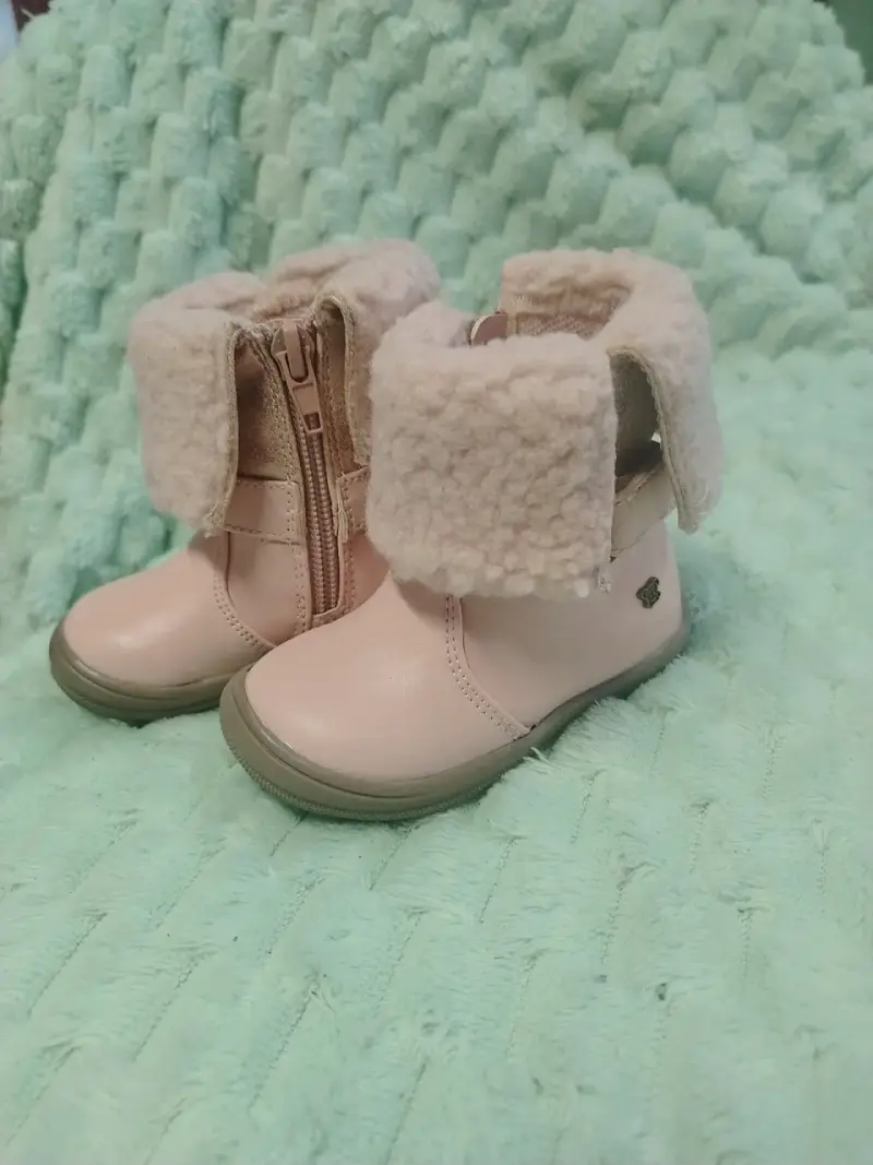 Botas de niña rosadas con forro de lana - 3
