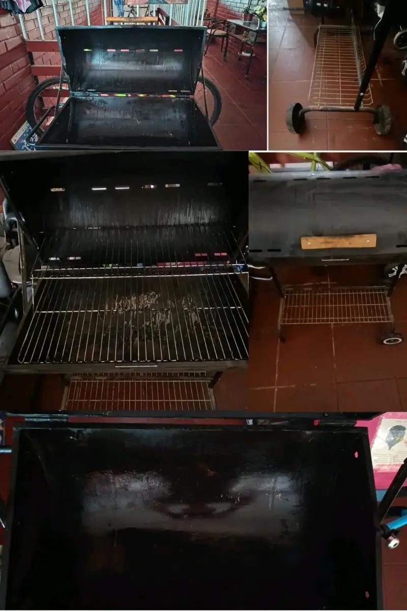 Parrilla de carbón con tapa y ruedas