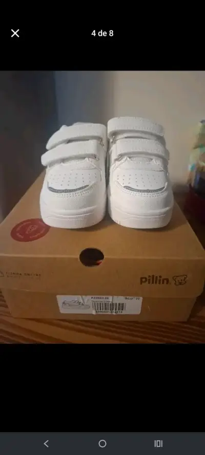Zapatillas blancas para niños Pillin con velcro - miniatura 1
