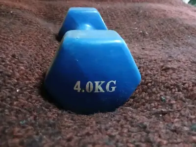 Mancuerna de 4 kg azul para entrenamiento - miniatura 2