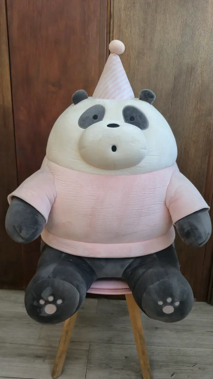 Peluche gigante de panda con gorro de fiesta orig. - 1