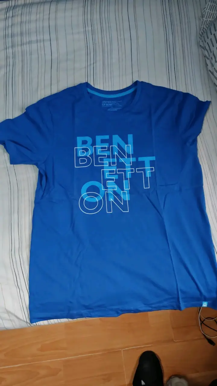 Polera azul Benetton de algodón para hombre - 1