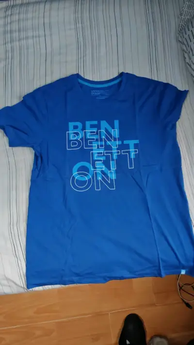 Polera azul Benetton de algodón para hombre - miniatura 1