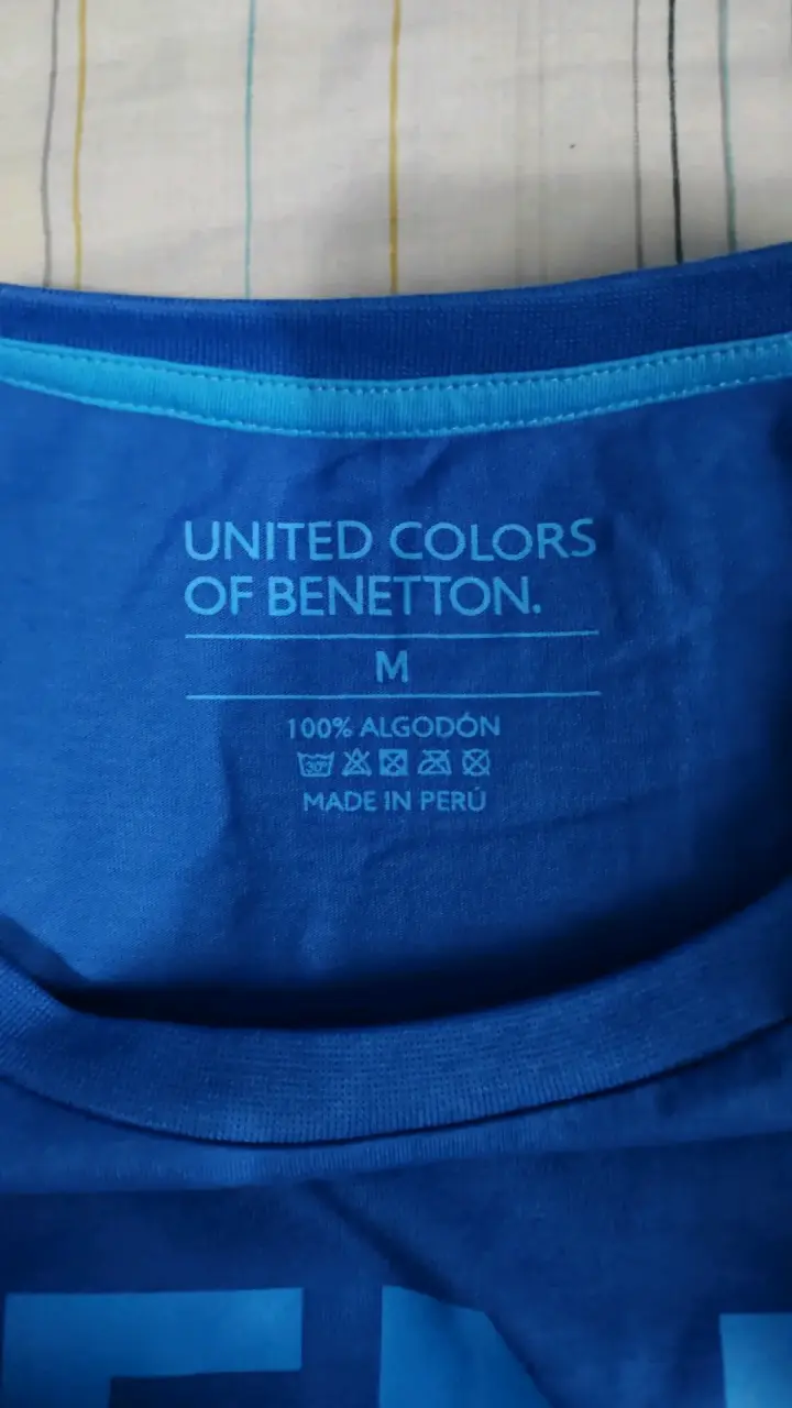Polera azul Benetton de algodón para hombre - 3