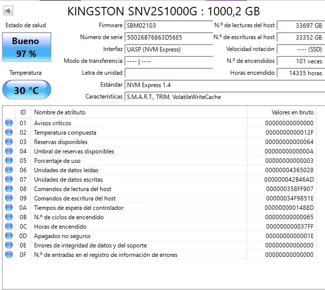 Disco SSD Kingston NV2 1TB PCIe 4.0 NVMe - 2