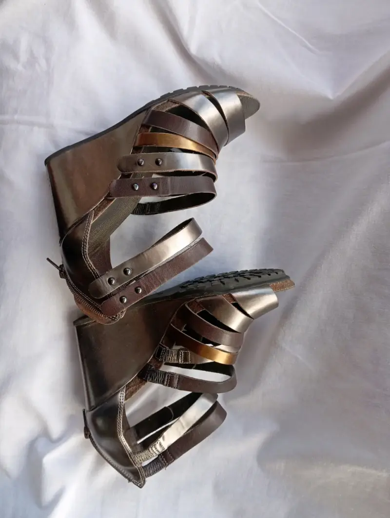 Sandalias de cuña metálicas para mujer - 2