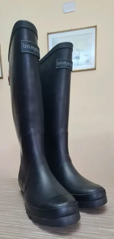 Botas de lluvia Bamers negra con detalles rojos - miniatura 1