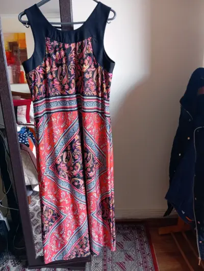 Vestido largo estampado bohemio multicolor - miniatura 2