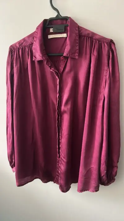 Blusa de seda burdeos Rapsodia - miniatura 1