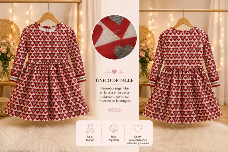 Vestido infantil con estampado de corazones