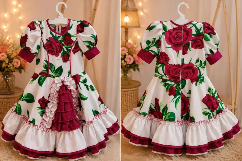 Vestido Cueca con estampado de rosas