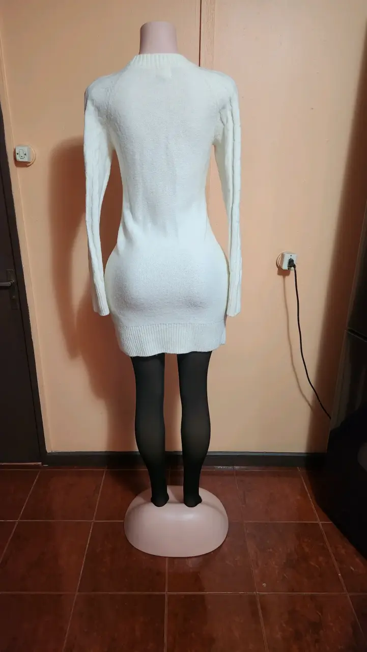 Vestido de punto blanco para mujer - 2