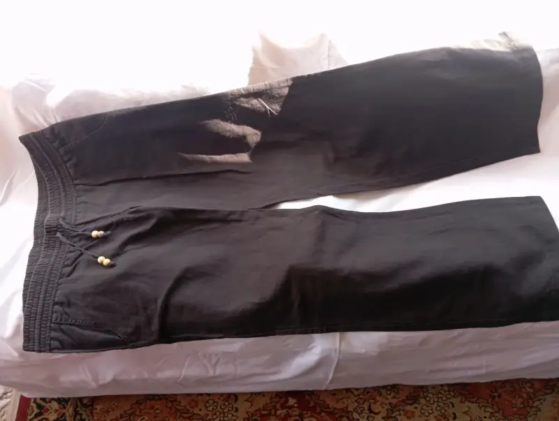 Pantalones negros casuales con cordón - 2