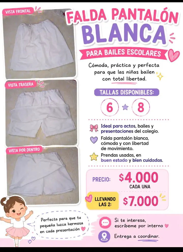 Vestido de niña rosado y blanco, talla 2-3 años - 4