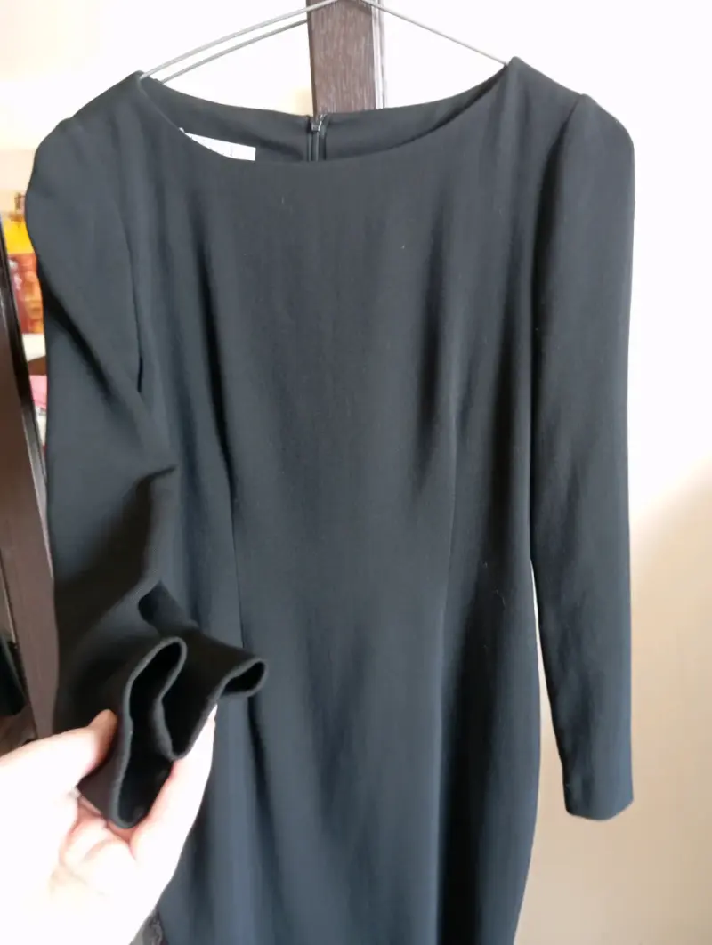 Vestido negro elegante de manga larga - 4