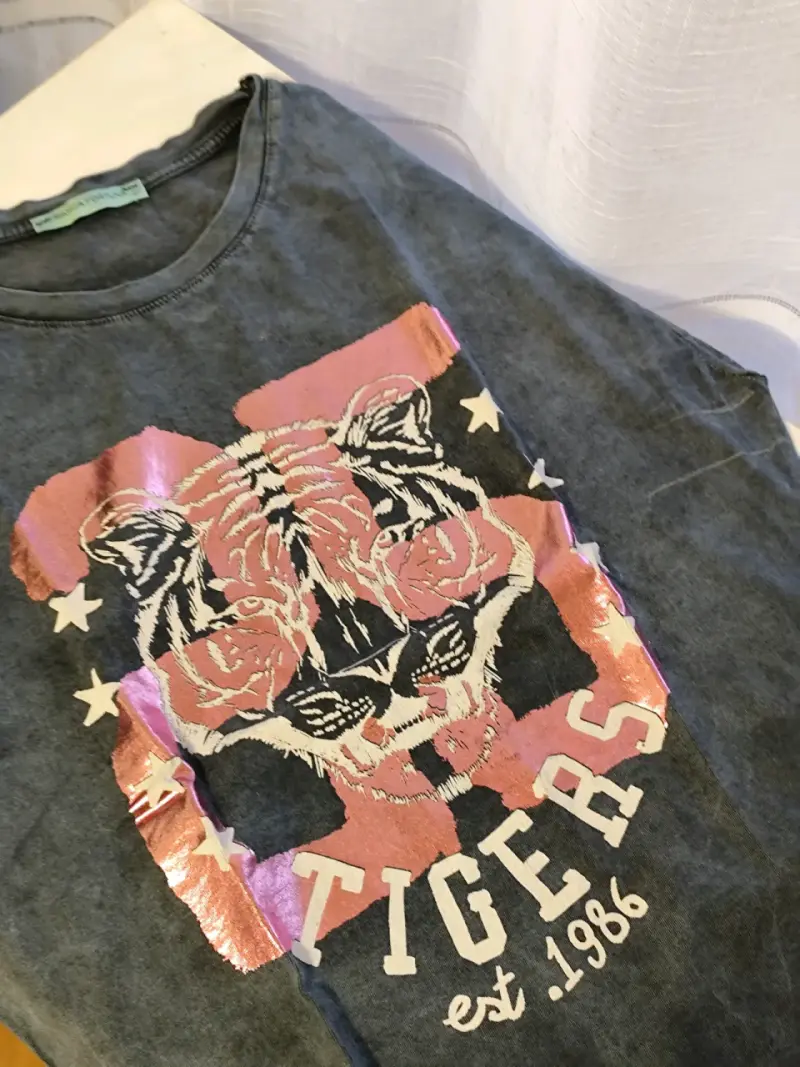 Polera gris con diseño de tigre Franca Fortuna - 4