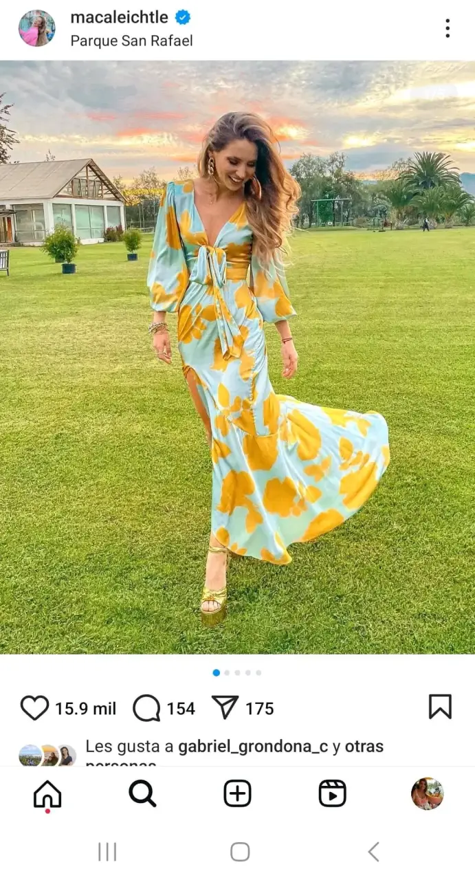 Vestido largo estampado floral amarillo y celeste - 2