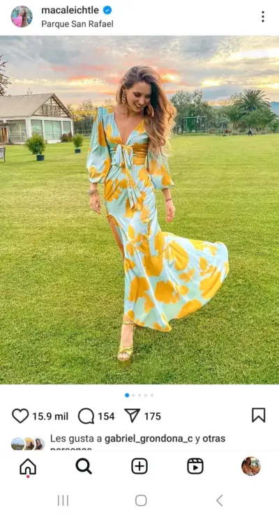 Vestido largo estampado floral amarillo y celeste - miniatura 2