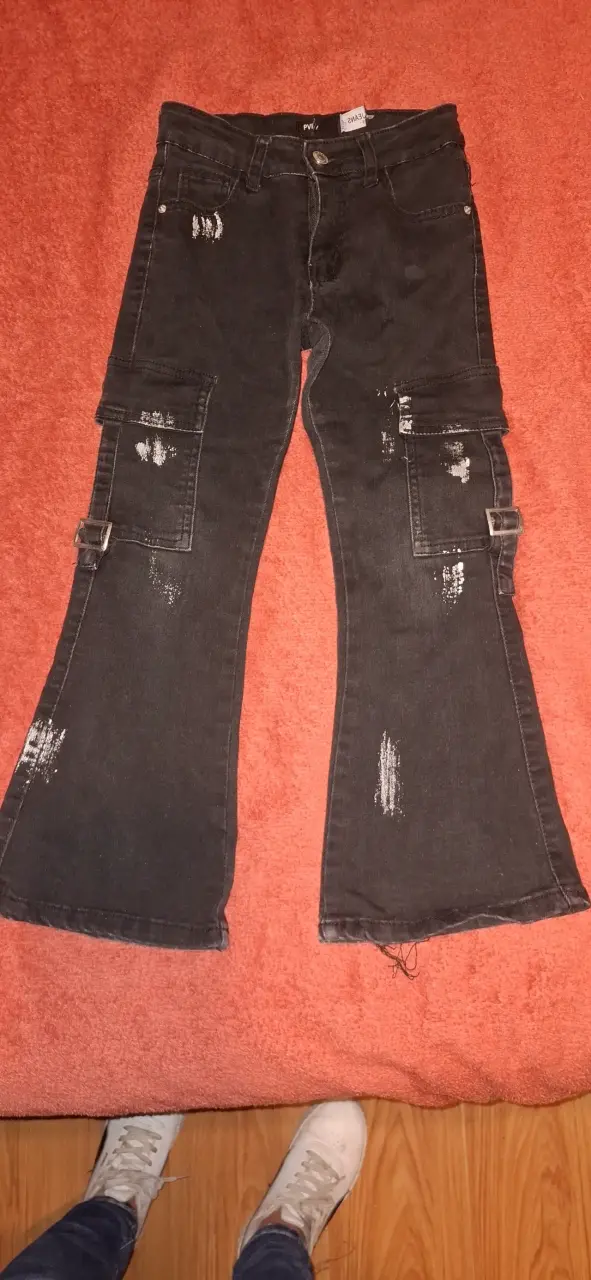 Jeans acampanados de mezclilla azul desgastados - 3
