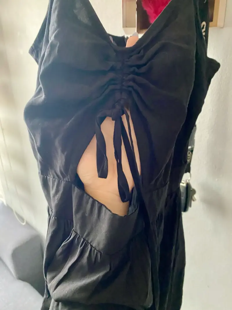 Vestido negro con diseño fruncido Sybilla XS - 3