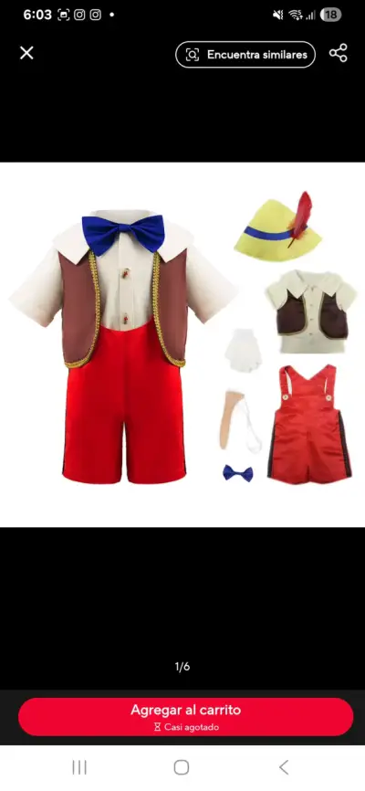 Disfraz infantil de personaje clásico con accesorios - miniatura 1