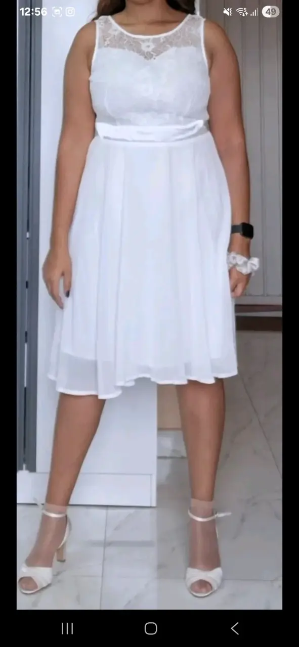 Vestido blanco de encaje para mujer - 3