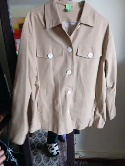 Chaqueta beige de algodón para mujer - miniatura 1