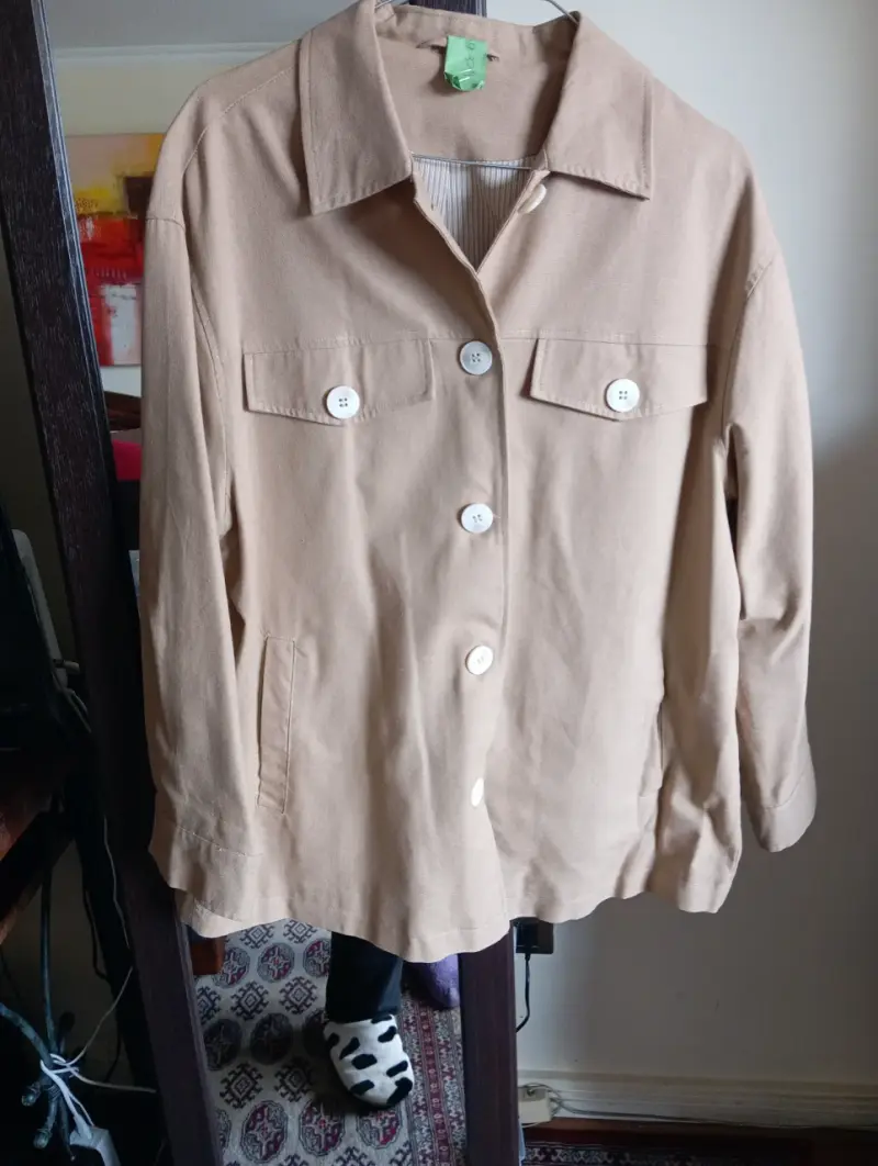 Chaqueta beige de algodón para mujer - 2