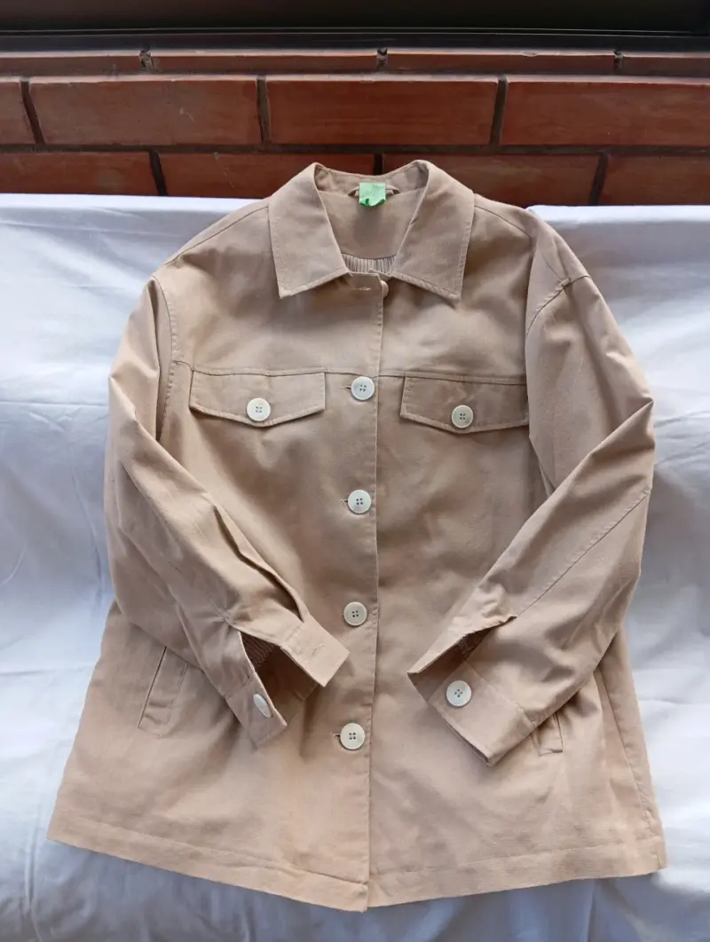 Chaqueta beige de algodón para mujer - 3