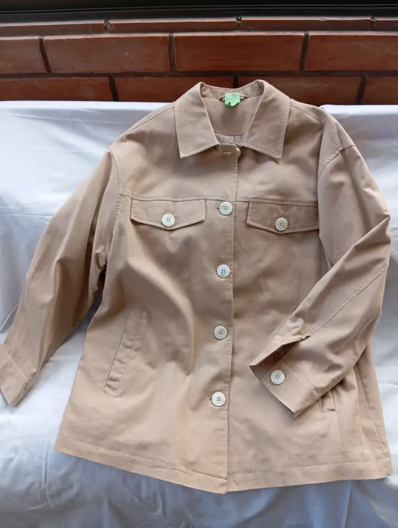 Chaqueta beige de algodón para mujer - 4