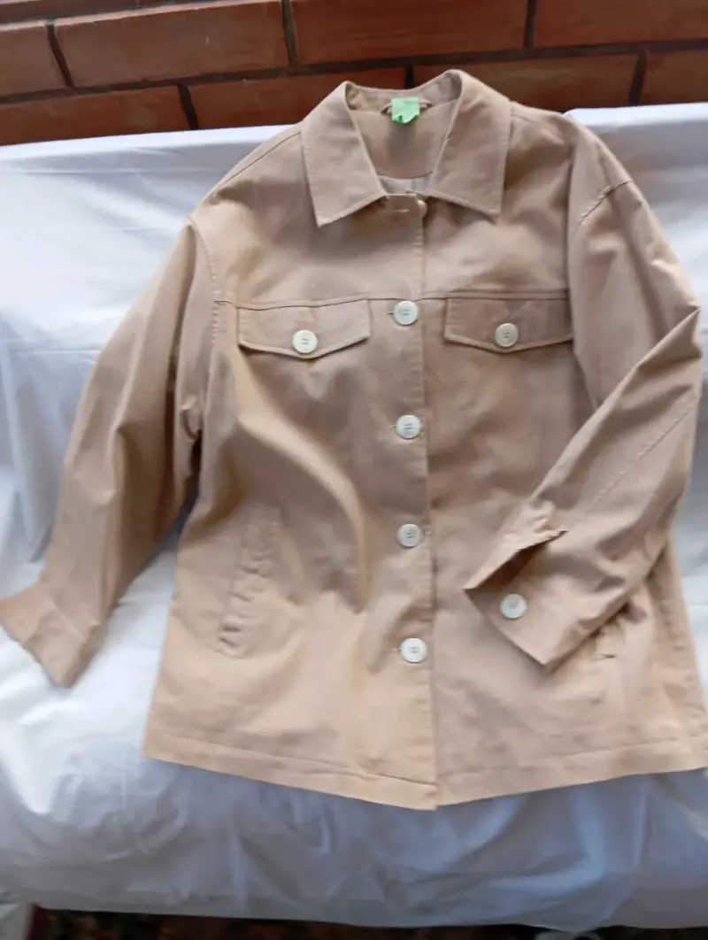 Chaqueta beige de algodón para mujer - 5