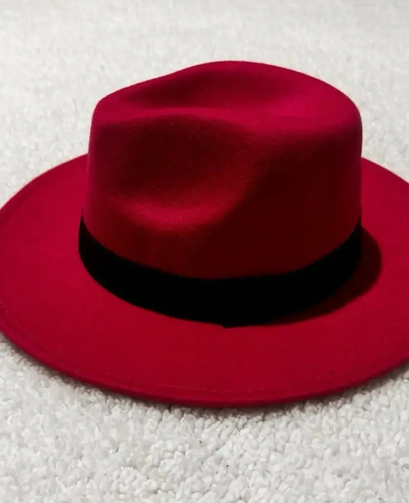 Sombrero rojo de ala ancha para hombre - 2