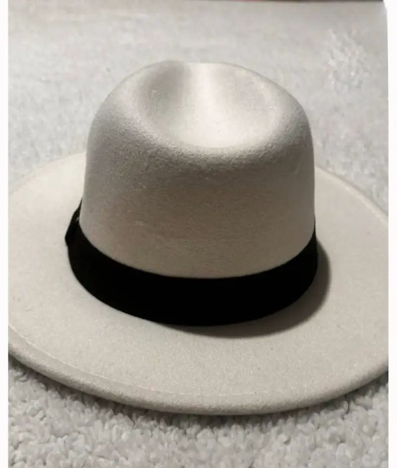 Sombrero Fedora Blanco con Cinta Negra - 2