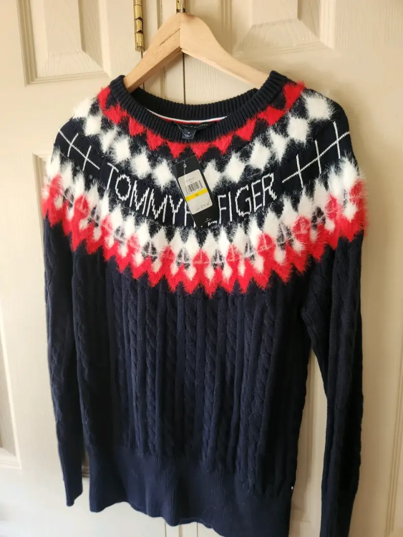 Suéter Tommy Hilfiger de lana azul con diseño geométrico - 2