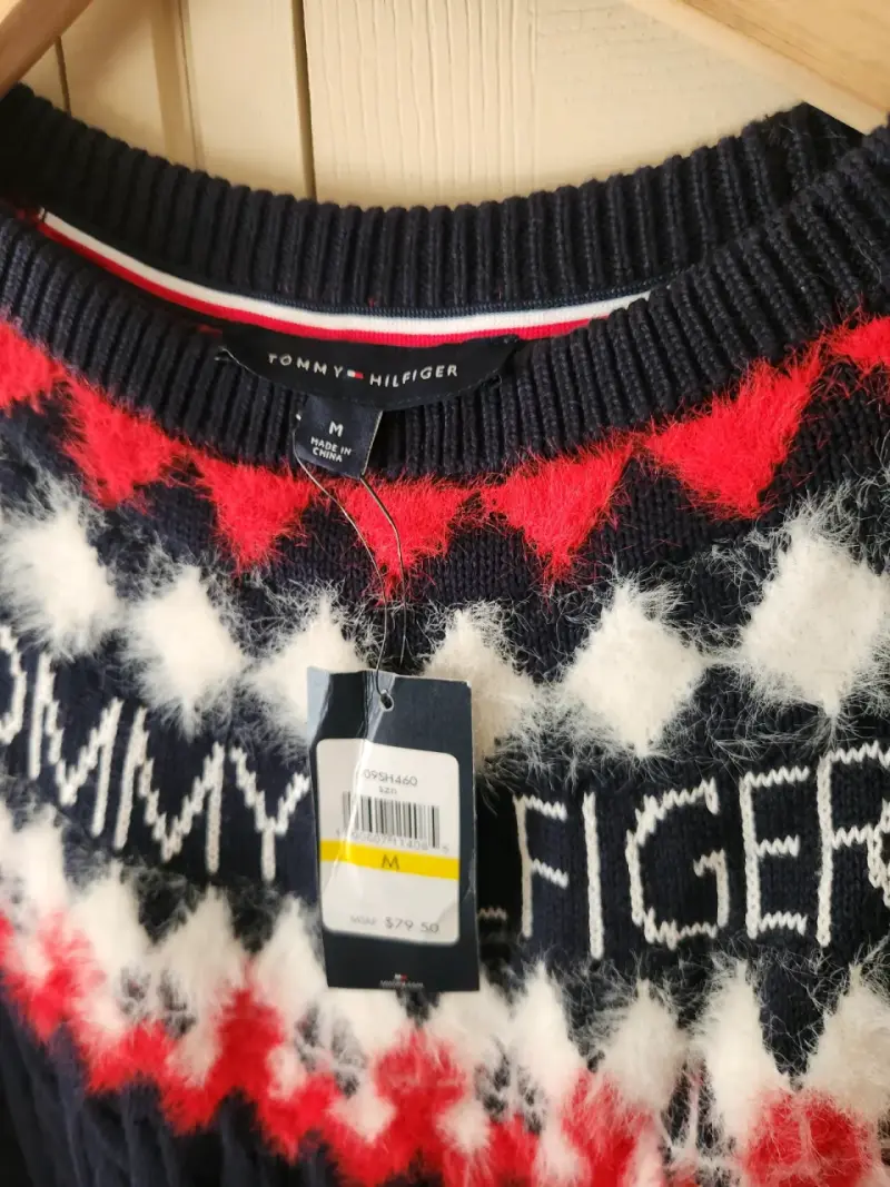 Suéter Tommy Hilfiger de lana azul con diseño geométrico - 3