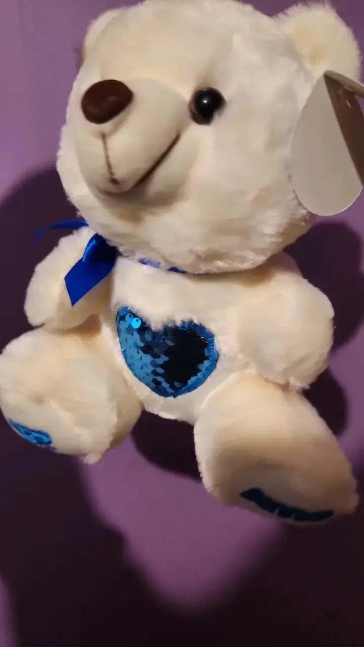 Peluche oso blanco con corazón azul - 2