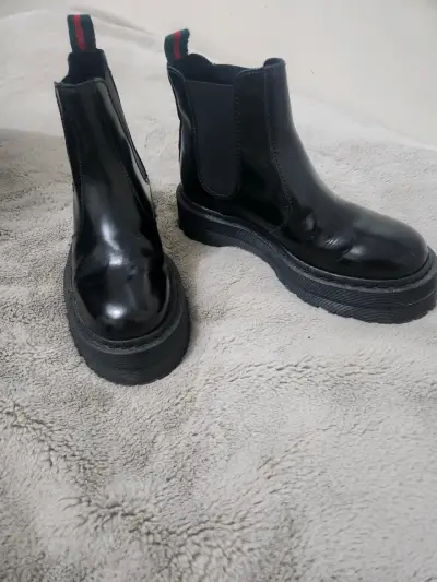 Botines de cuero negro Alpe con suela gruesa - miniatura 2