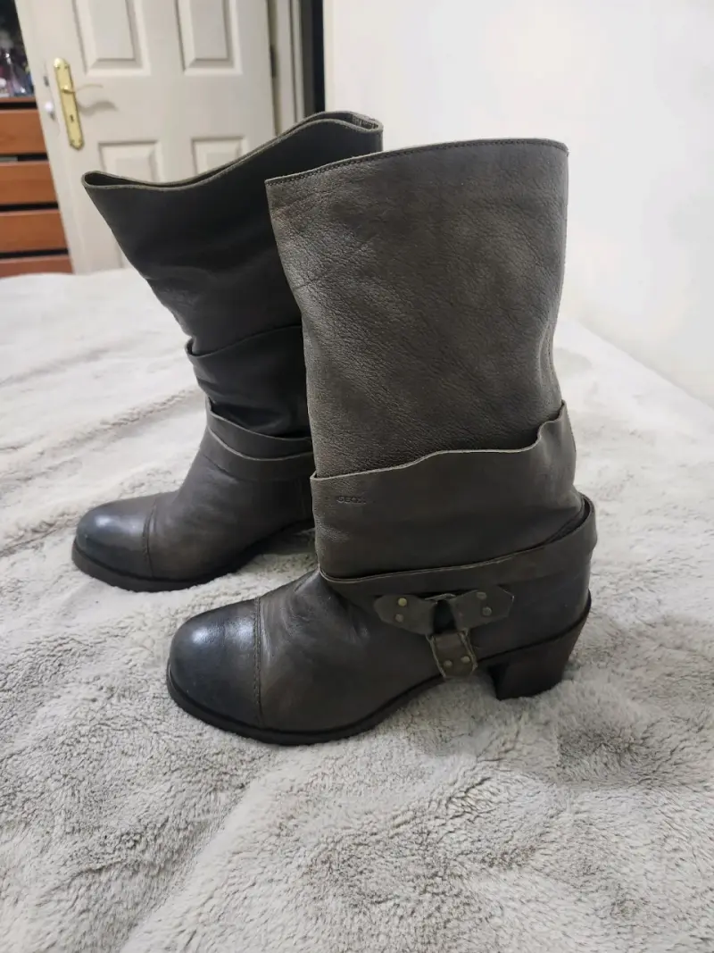 Botas de cuero gris Geox para mujer - 2