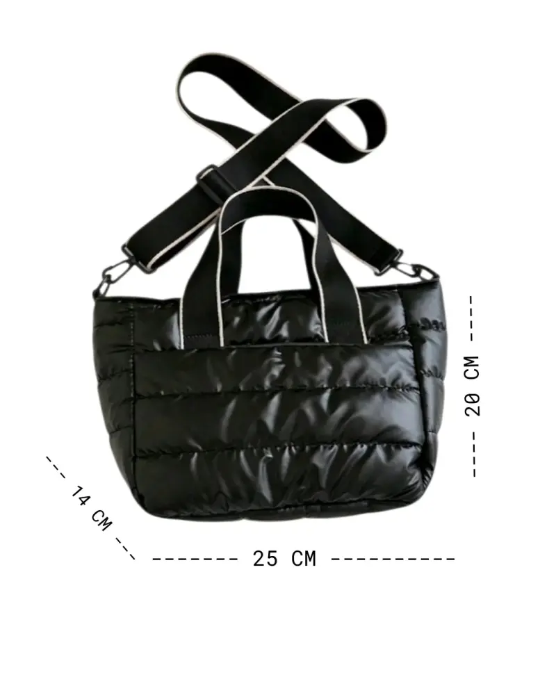 Bolso acolchado negro con correa ajustable - 4
