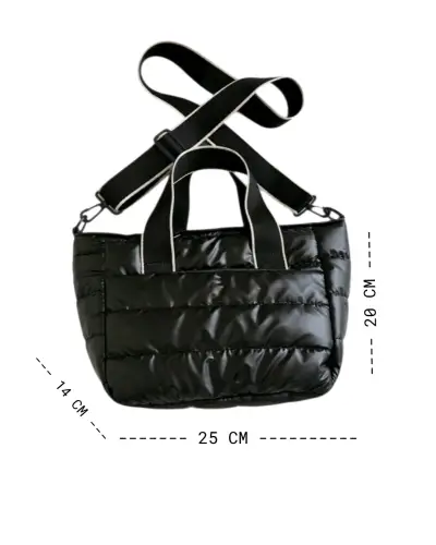 Bolso acolchado negro con correa ajustable - miniatura 4